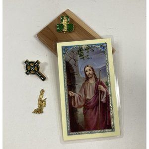 Vintage Religious Pin and Medallion Lot of 4 Jesus and Irish Theme